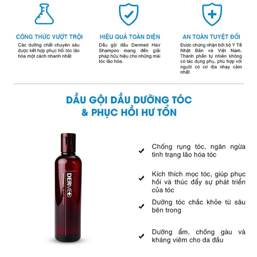 Dầu gội phục hồi tóc và da đầu Dermed Minisize cho nữ nam ngăn rụng tóc  sạch gàu triệt để  chăm sóc tóc toàn diện 40ml